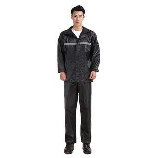 成人2件式雨衣 全面防護 防水耐磨, XXXL(170~180cm), 黑色