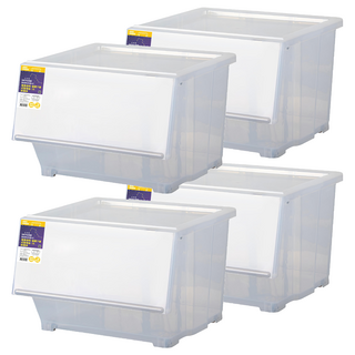 HOUSE 好室喵 極星磁鐵 下掀式整理箱, 透明, 4個