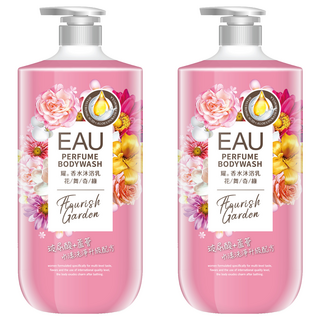 EAU 淨耀香水沐浴乳 花舞奇緣 含ECOCERT歐盟有機認證PCA天然保濕因子 添加玻尿酸與庫拉索蘆薈萃取精華, 1L, 2瓶