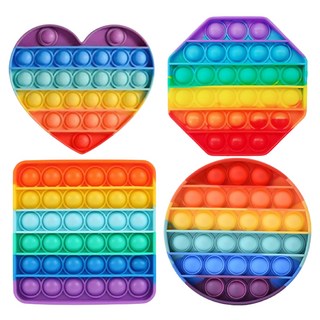 루아르모 푸쉬팝 팝잇 레인보우 버블 뽁뽁이 장난감 피젯토이 보드게임 촉감발달 완구 4p, 하트 + 원형 + 사각 + 팔각, 1세트