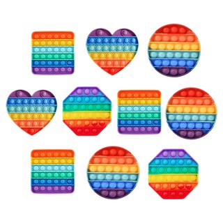 루아르모 푸쉬팝 팝잇 레인보우 버블 뽁뽁이 장난감 피젯토이 보드게임 촉감발달 완구 10p, 색상모양랜덤, 1세트