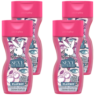 PLAYBOY 經典保濕香水沐浴膠 Sexy So What 黑櫻桃香味, 250ml, 4瓶
