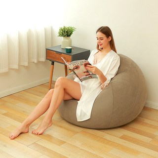 1人座空氣豆袋懶人沙發, 米色
