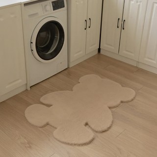 沐慕家居 小熊造型毛絨地毯/腳踏墊, 80 x 60cm, 卡其色