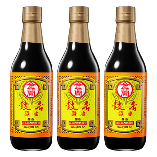 金蘭 鼓舌醬油 590ml 獨特二重釀技術 適用於滷、醃、紅燒等料理 非基因改造黃豆, 3瓶