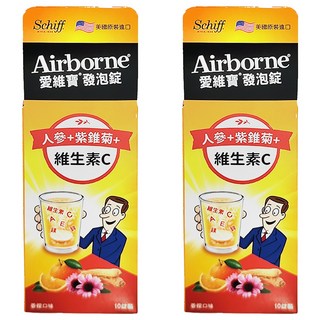 Schiff AIRBORNE 愛維寶 發泡錠, 富含10種維生素C, 10錠, 2盒