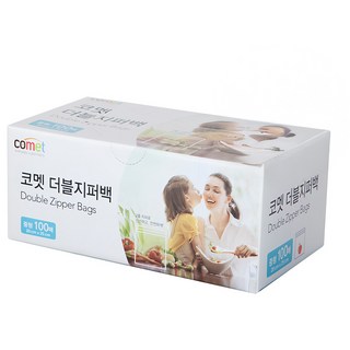 comet 雙拉鍊保鮮袋, 中(M), 100入, 1盒