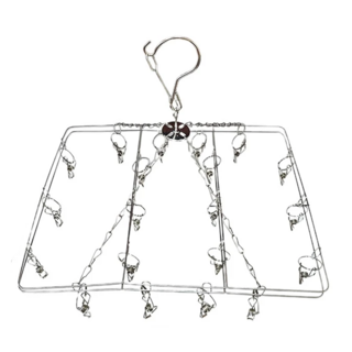 不鏽鋼衣襪架 3格-大 方形雙層 20夾, 銀色, 1組