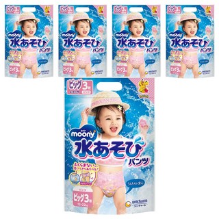 Moony 滿意寶寶 玩水褲褲型尿布女童款 XL, 15片