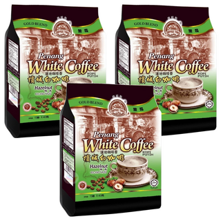 COFFEE TREE 咖啡樹 金裝檳城白咖啡 三合一 榛果風味, 40g, 15包, 3袋