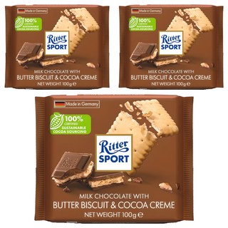Ritter Sport 奶油餅乾巧克力, 3包, 100g