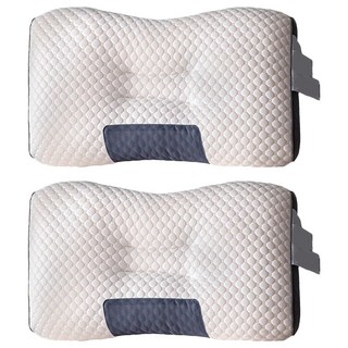 分區護頸SPA枕 Second Generation SPA Sleeping SoyBean Pillow 快速定型 快速回彈支撐, 灰色, 2個