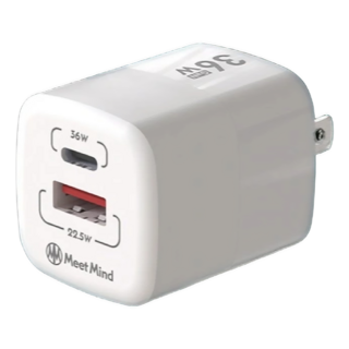 Meet Mind 平優系列 Pingyou 36W 氮化鎵超快速充電器 雙孔輸出, 白色, 1個