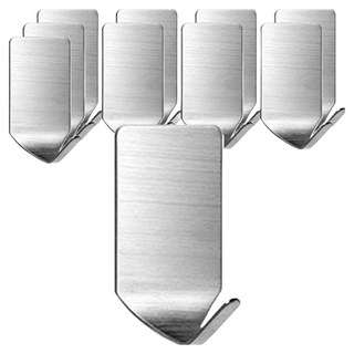 GreeHook 304不鏽鋼無痕掛勾 方形單細勾 4.3 x 2.5 x 2cm 8g 10個, 銀色, 1組