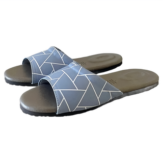 TAIWAN SLIPPER 台灣犀利趴 品味系列 布面皮質室內拖鞋, 幾何 藍, 1雙