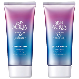 SKIN AQUA 水潤肌 柔光透亮防曬飾底凝露 SPF50+ PA++++, 臉部身體適用, 薰衣草紫色調, 80g, 2瓶