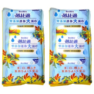 蓓比適 迷你大濕巾 零添加 15抽/包 20x15cm/抽, 58g, 6包, 2組