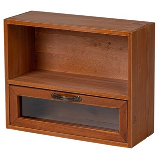 復古實木桌面收納櫃-單格單抽屜款, 30 x 11.2 x 24cm, 松木色