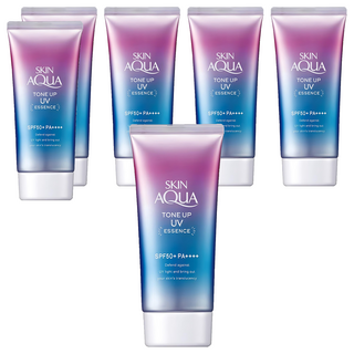 SKIN AQUA 水潤肌 柔光透亮防曬飾底凝露 SPF50+ PA++++, 臉部身體適用, 薰衣草紫色調, 80g, 6瓶