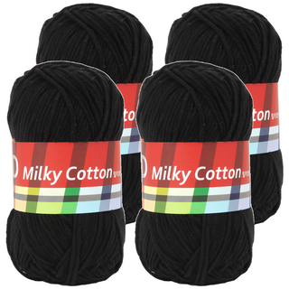 brandyarn Milky Cotton Red系列 棉混紡針織線 50g, 黑色, 4捲