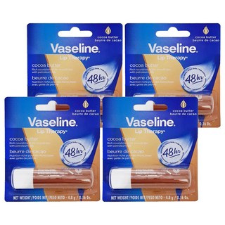 Vaseline 凡士林 護唇膏 可可脂 滋潤雙唇, 4.8g, 4支