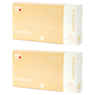 BRICKGLO 標準型乳膠手套 100入, 迷你(XS), 米白色, 2盒