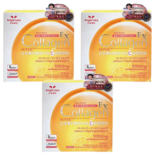 Angel LaLa 天使娜拉 EX 穀胱甘肽 C皙膠原蛋白粉, 6000mg小分子膠原蛋白, 日本專利穀胱甘肽GSH, 15包, 8g, 3盒