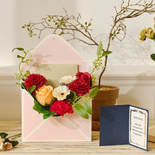 ASPASIA Andry 康乃馨香皂花信紙反轉感謝零用錢盒 + 獎狀卡片, 紅色