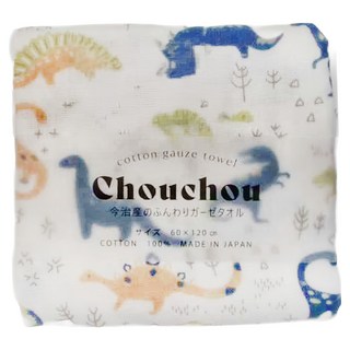 HARTWELL 雙面紗巾 恐龍 今治產 100%純棉 日本製, 60 x 120cm