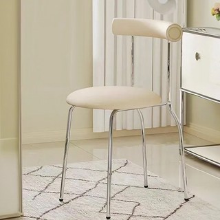 E家工廠 椅子 416-HB, 舒適坐墊, 人體工學椅背, 防水PU皮表面, 防滑腳墊, 白色 + 電鍍, 1個