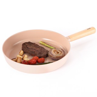 nEOFLam IH爐適用Fika Objet系列木柄平底鍋 桃粉色, 1個, 28cm