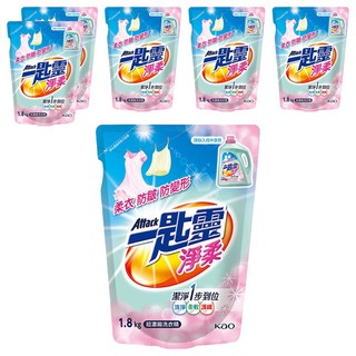 Attack 一匙靈 台灣公司貨 淨柔 超濃縮洗衣精 補充包, 1.8kg, 6包