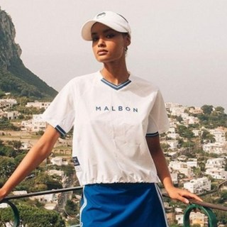 말본 여성용 로고 포인트 에어닷 피스테 티셔츠