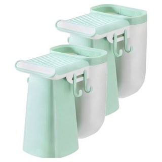 iLIFE 北歐素色磁吸式牙刷架 免釘安裝 隱藏式永久磁 環保材質 倒置瀝水, 薄荷綠, 2組