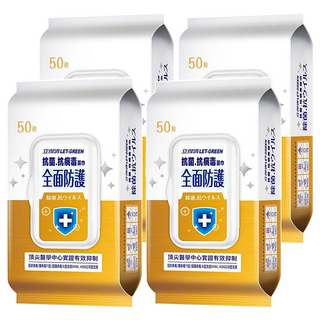 Let-Green 立得清 抗病毒濕巾 溫和不刺激 有效防塵防乾燥, 1入, 4包