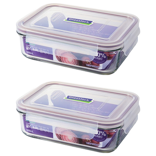 Glasslock 格拉氏洛克 紫色系列 長方形保鮮盒, 1L, 2個