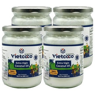 Vietcoco 初榨椰子油, 4個, 500ml