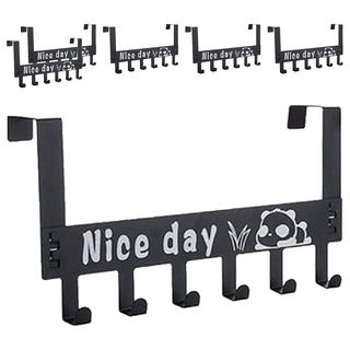 門後掛鉤熊貓 金屬材質, 黑色, 6個