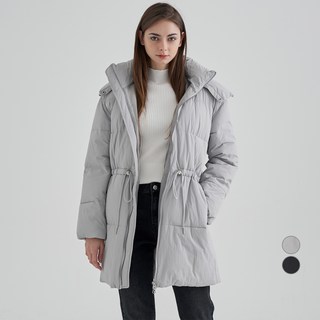 afinar 寬鬆款中長連帽鋪棉外套