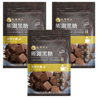 台灣茶人 熊鑽黑糖磚 濃厚老薑 無色素, 17g, 8入, 3袋