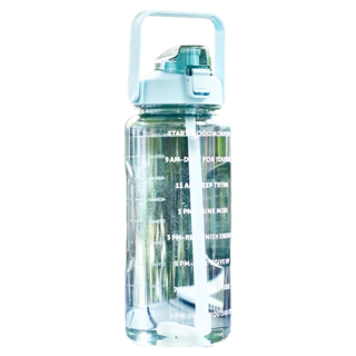 時間刻度大水壺 附吸管 食品級PC材質, 湖水綠, 2L, 1個
