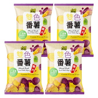 Pop-Smile 卡滋 雙色番薯脆片 台灣在地農作 無添加防腐劑、不含人工色素、不含香料, 90g, 4包