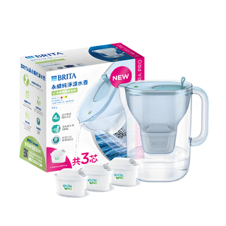 BRITA eco Style永續版純淨濾水壺 + MXPRO全效型濾芯 3個, 藍色, 1套