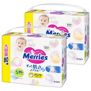 Merries 妙而舒 日本境內版 金緻柔點透氣褲型尿布 4~8kg, S, 160片