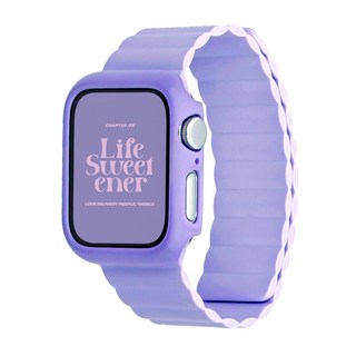 KAN Apple Watch 矽膠磁吸錶帶保護殼組合, 芋香奶茶