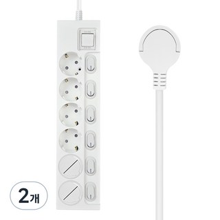 One Stop 零間隙纖薄獨立開關6孔16A延長線 + 2入安全保護蓋, 2套, 白色, 1.5m