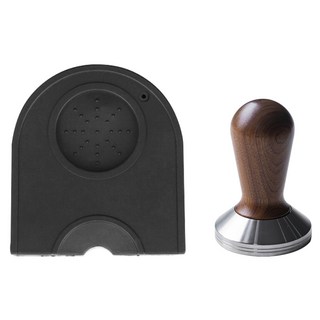 KALDIN 咖啡壓粉墊+木製咖啡壓粉器 58mm組, 1組, 黑色(墊子)+玫瑰木