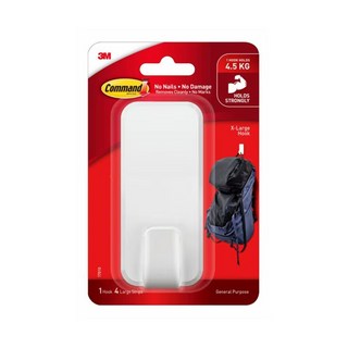3M Command 無痕 高承重中型掛鉤, 白色, 1個