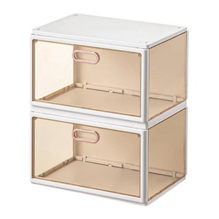 AOTTO 創意傢俱 磁吸加厚收納鞋盒, 茶色, 2格