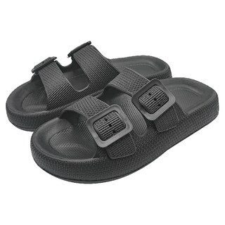 WUWU 男款厚底雙帶拖 MA023, 26(40~41), 黑色